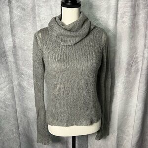 dEliA*s Gray Open Knit Layered Cowl Neck Bell Sleeve Sweater with Tank - Medium